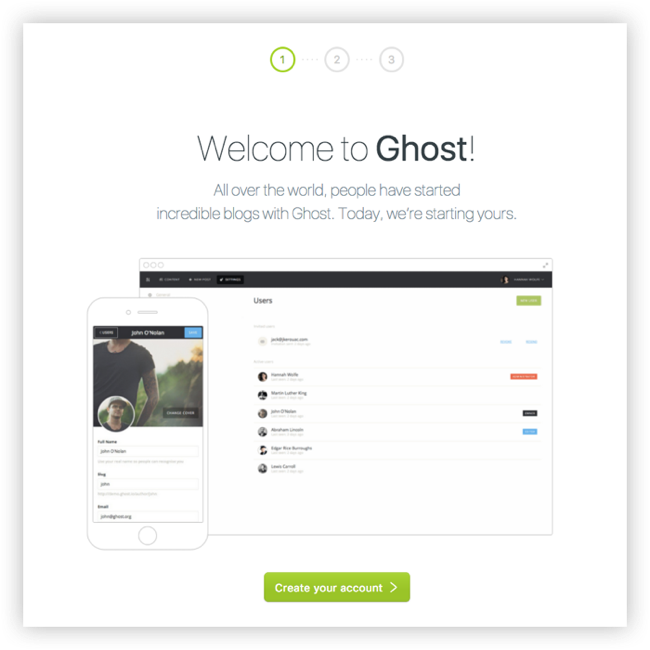 Ghost Welcome Screen Ghost Welcome Screen