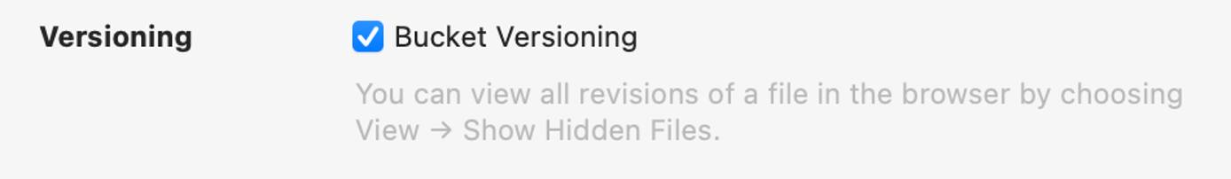 Enable Versioning within Cyberduck Enable Versioning within Cyberduck